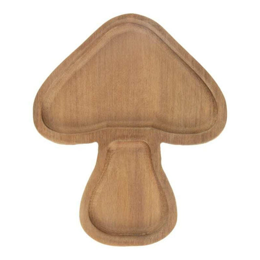 Rustic Mushroom Wooden Section Plate Autumn Snacks Nuts Serving Portion Tray