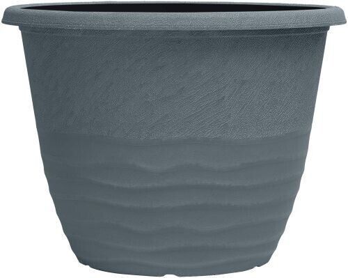 Set of 2 Round 30cm Garden Plant Pot Country Lead Grey Deco Flower Cover Planter