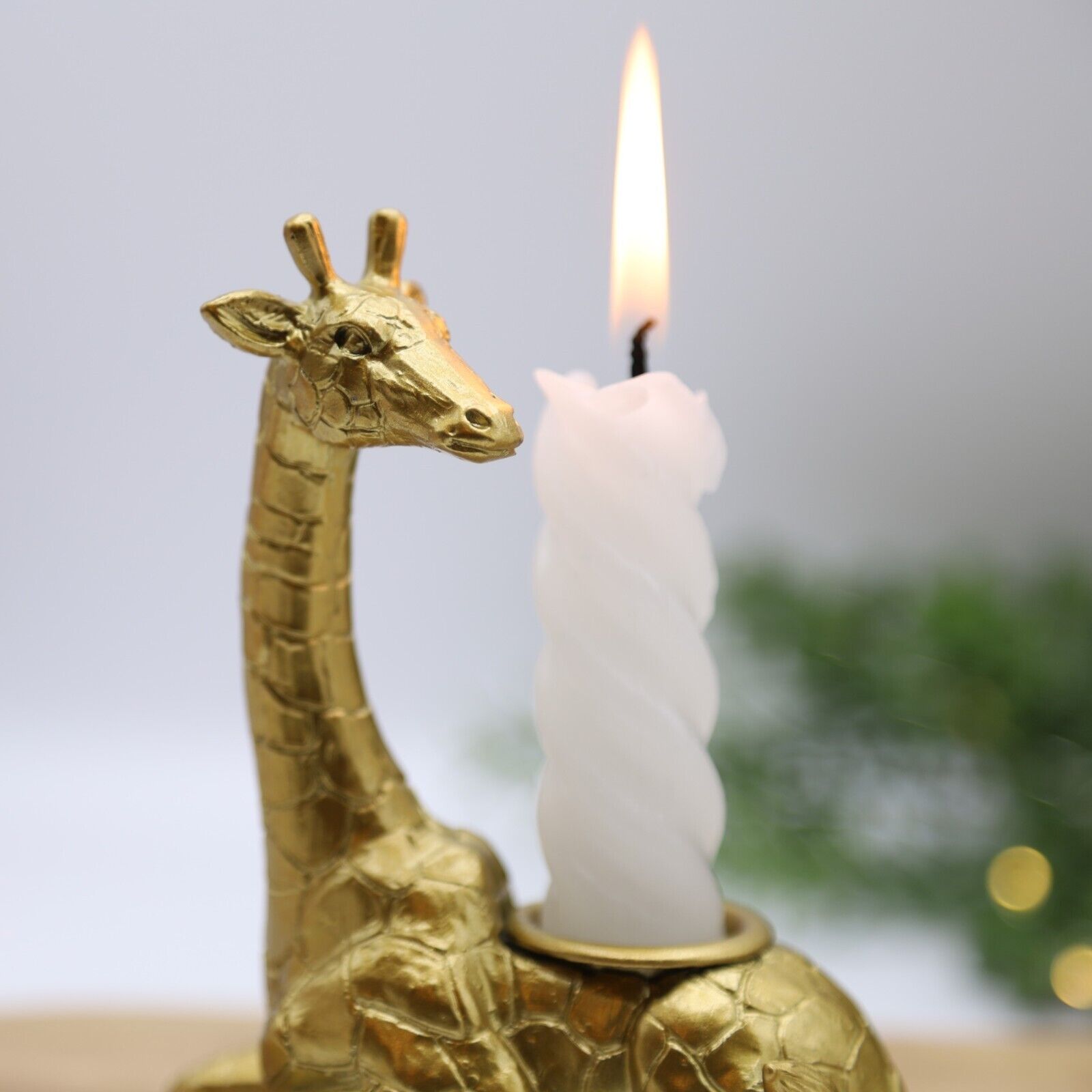 Gold Giraffe Animal Statue Candlestick Candle Holder Realistic Decor Ornament