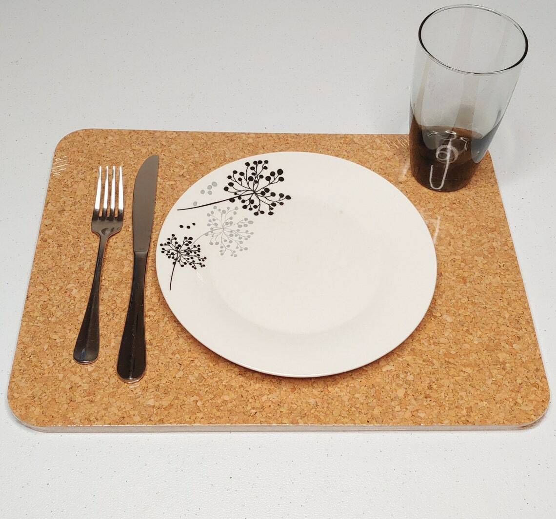 Set of 4 Cork Placemats Coasters Natural Cork Table Mats Surface Protectors