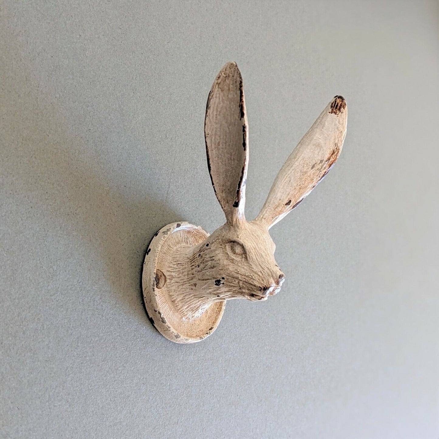 Rustic Hare Easter Bunny Coat Hook Vintage Cream Metal Animal Wall Door Hooks