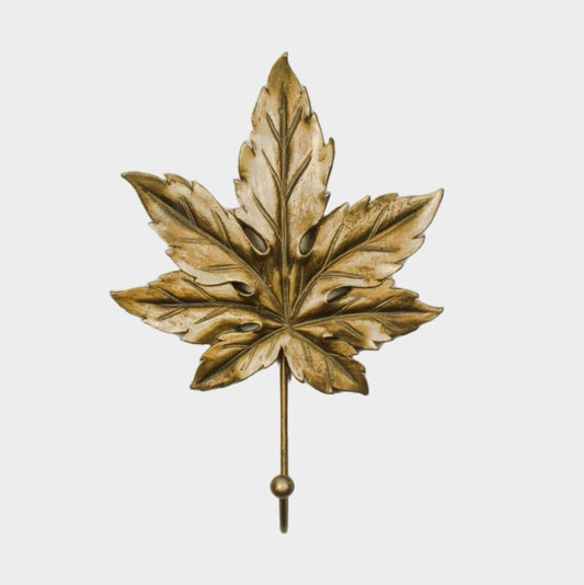 Resin Gold Maple Leaf Hook Single Coat Key Hat Hook Wall Mounted Home Decor