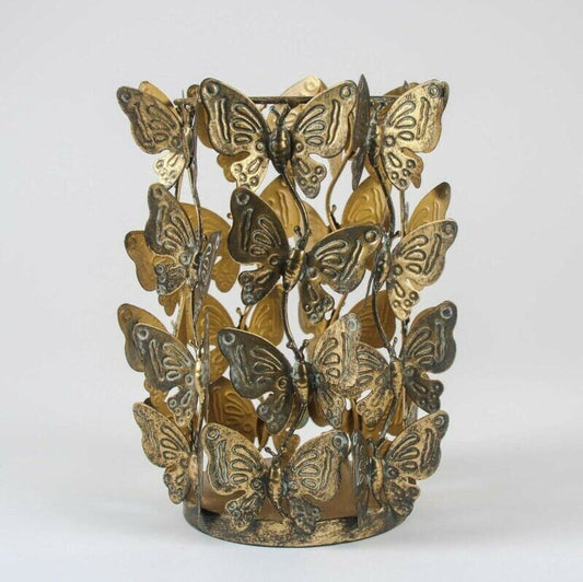 Gold Metal Butterfly 3D Votive Pillar Candle Holder Home Decor Vintage Rustic