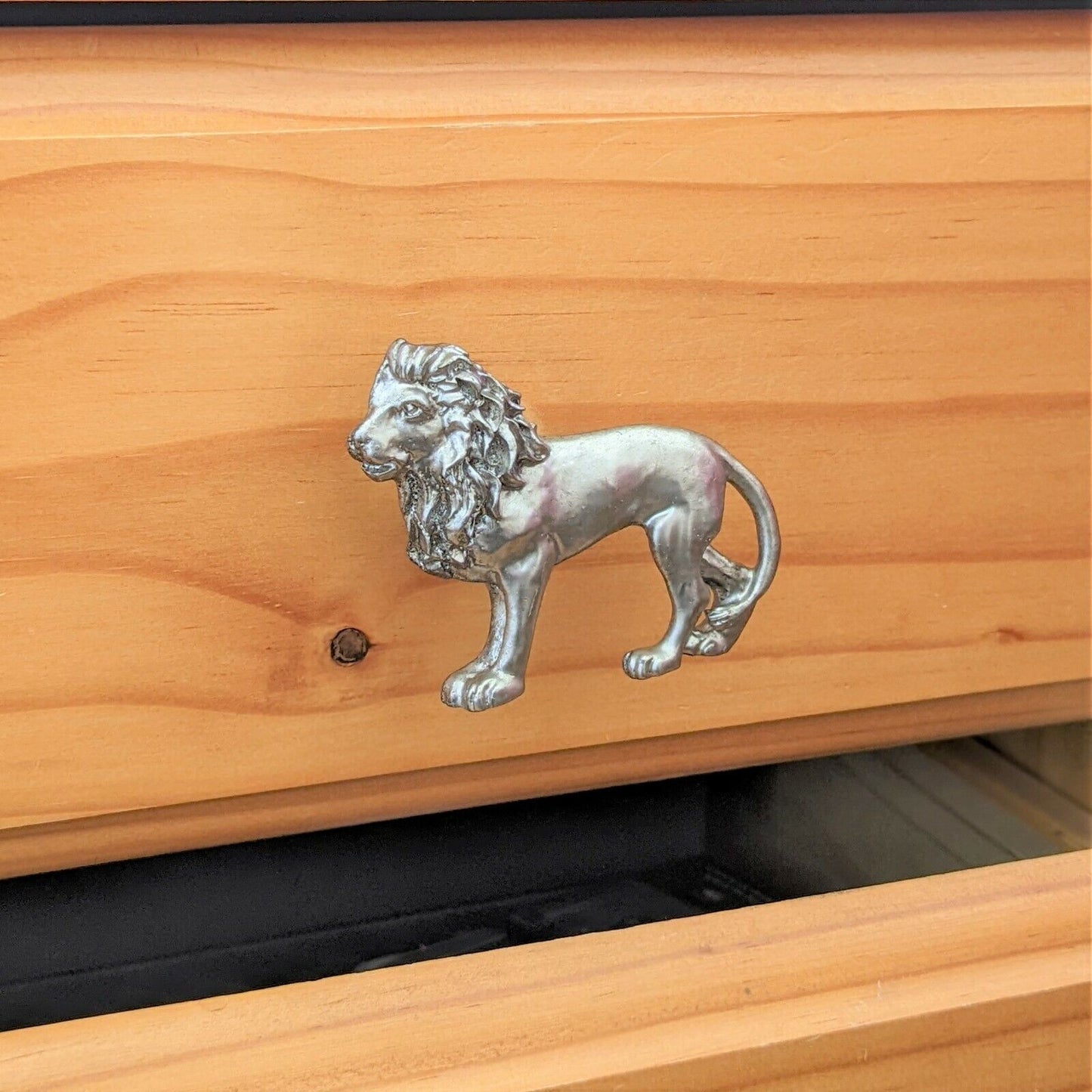 Silver Lion Animal Drawer Knob Kids Children Room Furniture Drawer Pulls Handle 