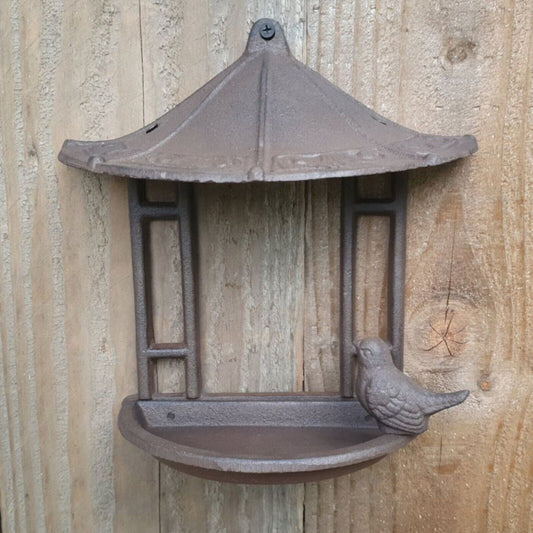 Cast Iron Pavilion Bird Feeder Wall Mounted Small Birds Water Food Station