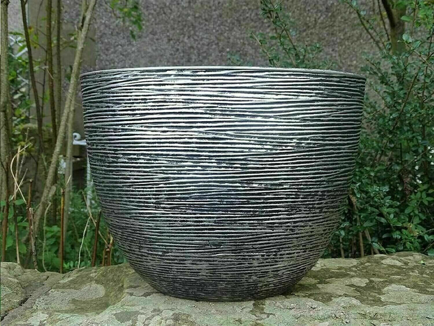 29cm Large Plastic Round Spiral Silver Antique Planter Plant Flowers Pot Cover