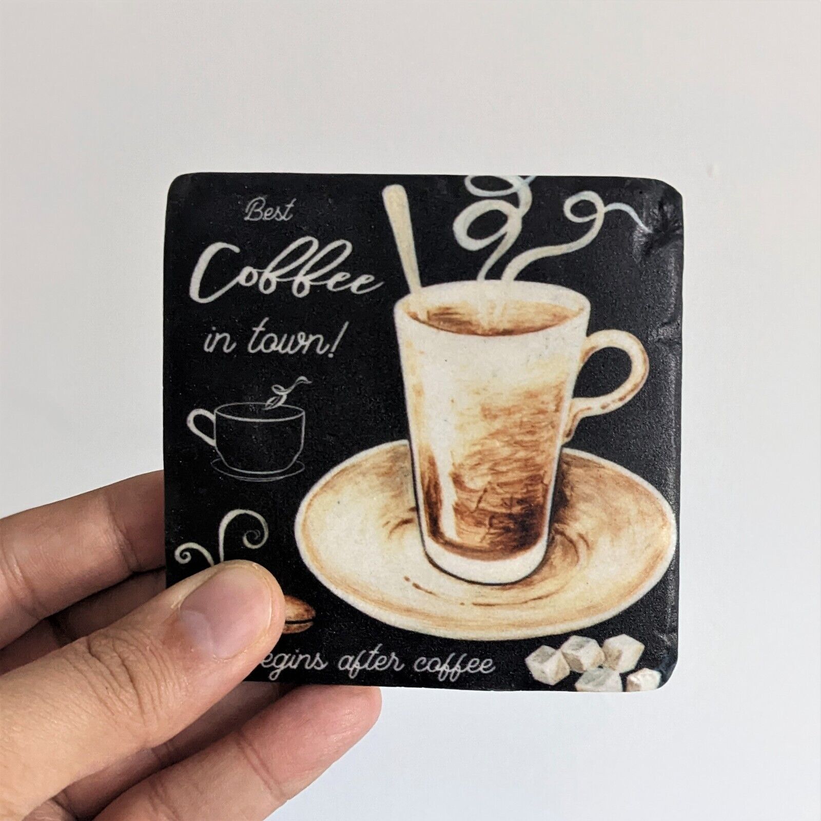 Ceramic Coasters Set of 4 Coffee Cup Design Cork Backed Coasters Table Mats