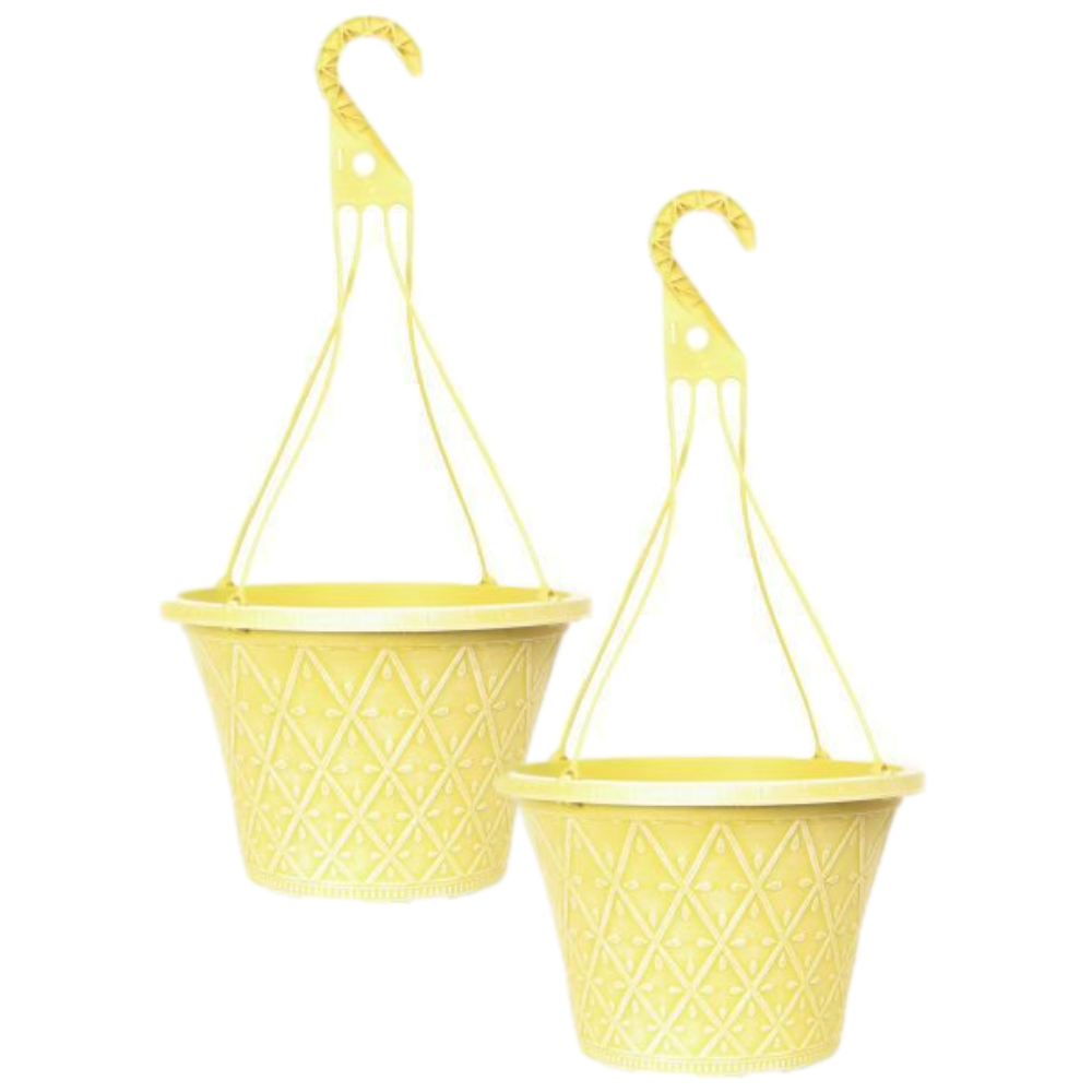 Hanging Baskets 2Pcs 30cm 12 Inch Yellow Outdoor Planter Decorative Outdoor Pot