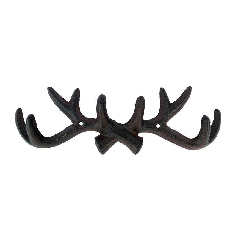 Cast Iron Deer Antler Wall Mounted 4 Hooks Coat Key Hook Utilities Hanger Rack