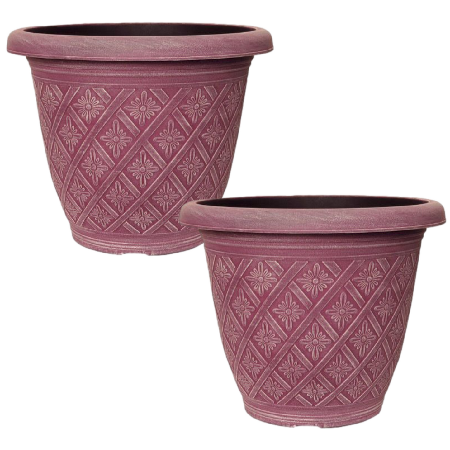 Set of 2 Round 40cm Garden Plant Pot Woven Coral Pink Outdoor Planter Cover