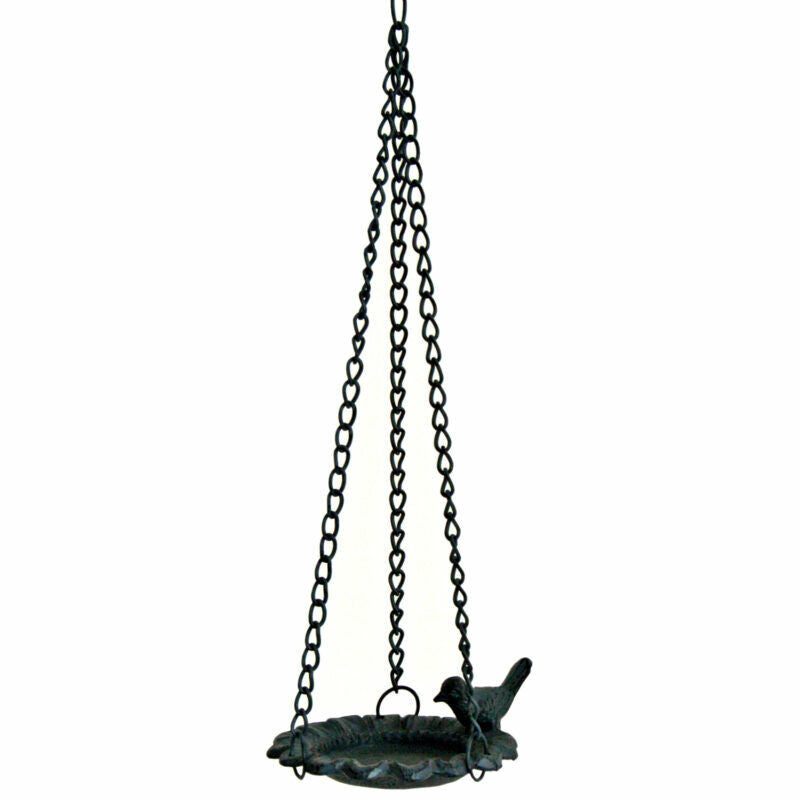 Cast Iron Metal Hanging Bird Bath Feeder Feeding Station Garden Ornament 