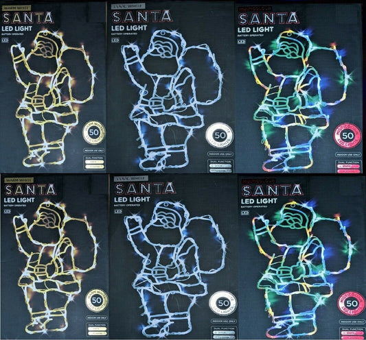 44cm Santa 50 LED Window Hanging Silhouette Battery Lights Xmas Dual Function