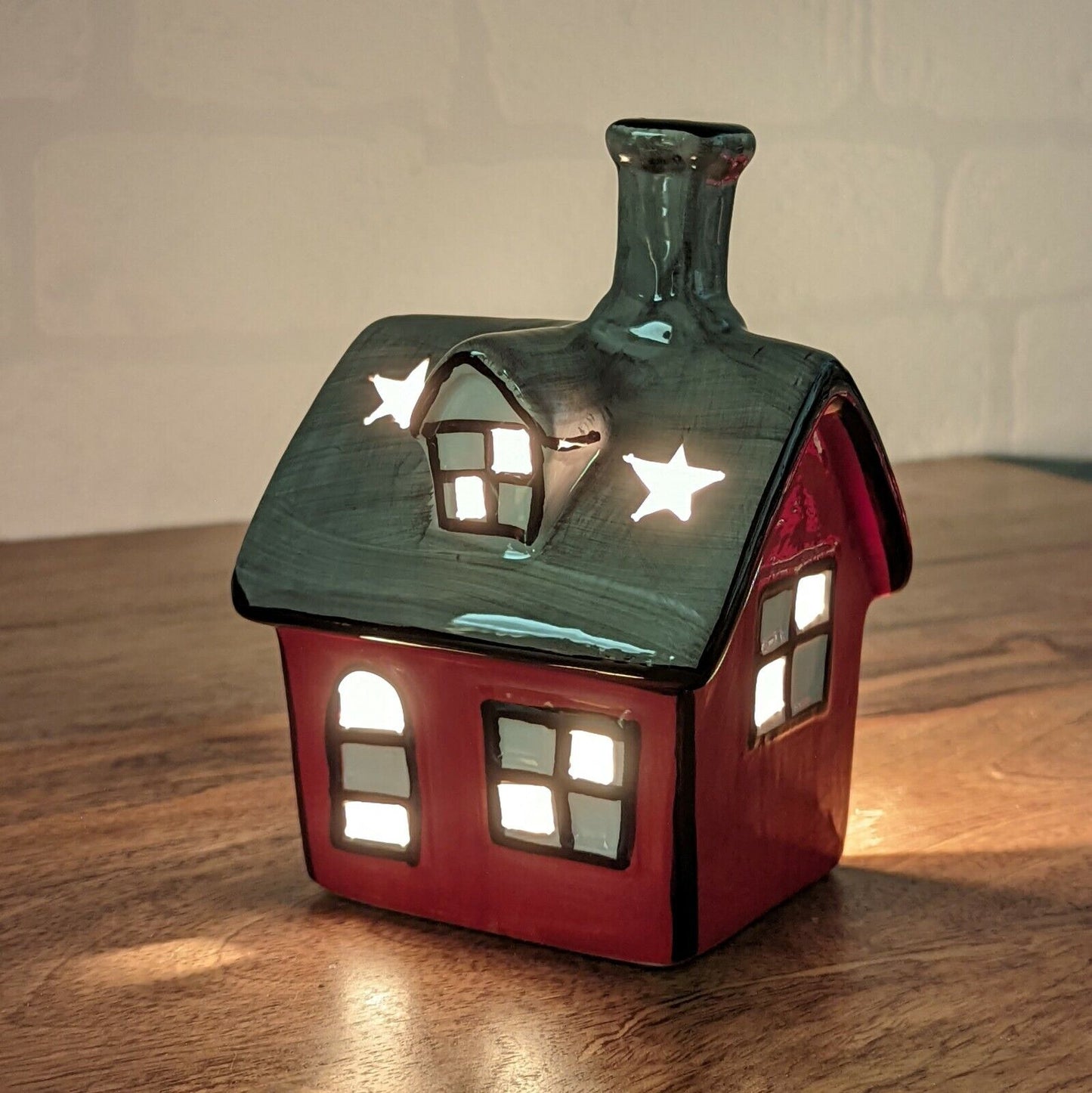 Christmas Tea Light Candle Holders Village Pottery House Ceramic Town House Xmas