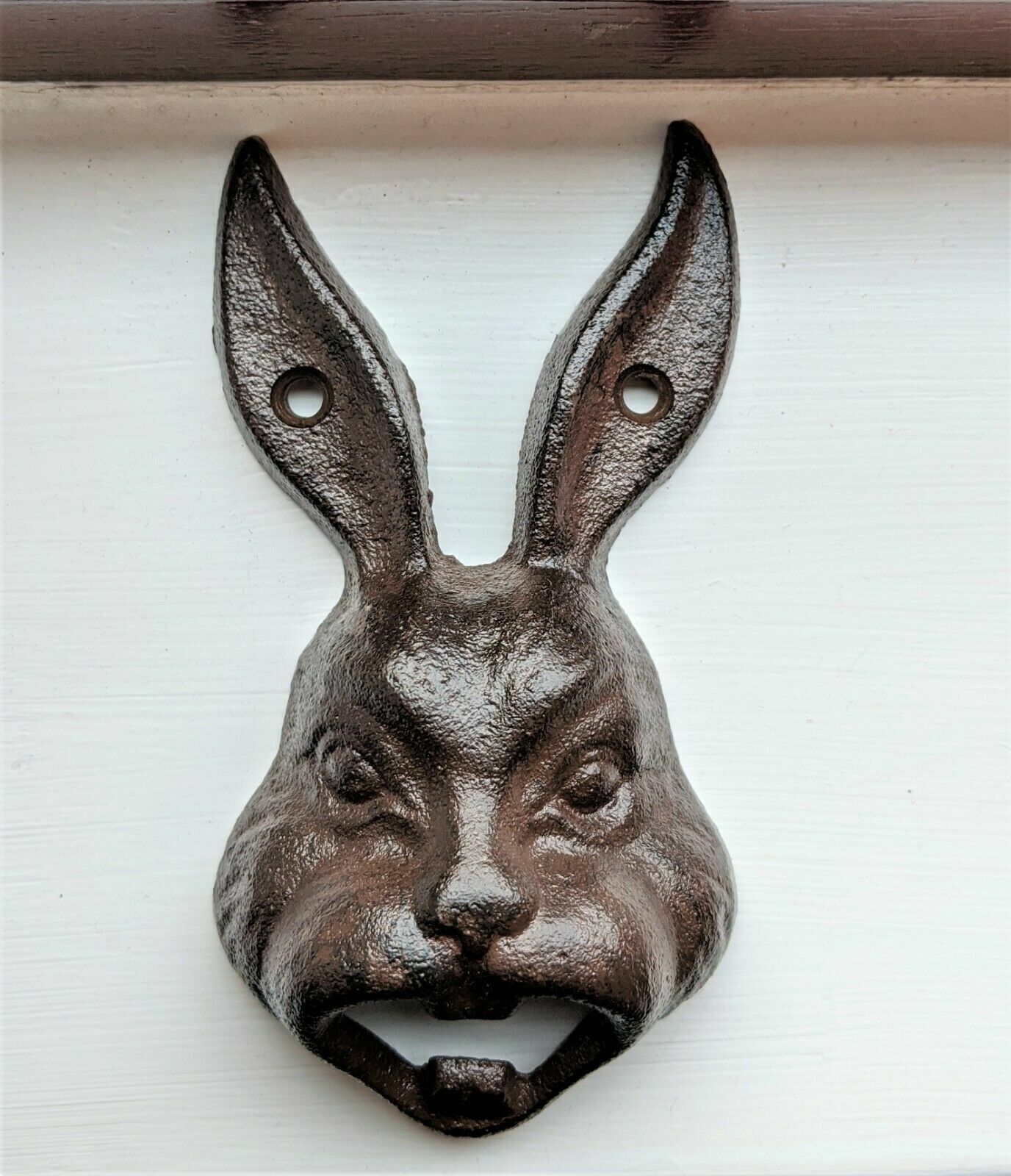 Easter Bunny Bottle Opener Animal Head Wall Mounted Cast Iron Man Cave