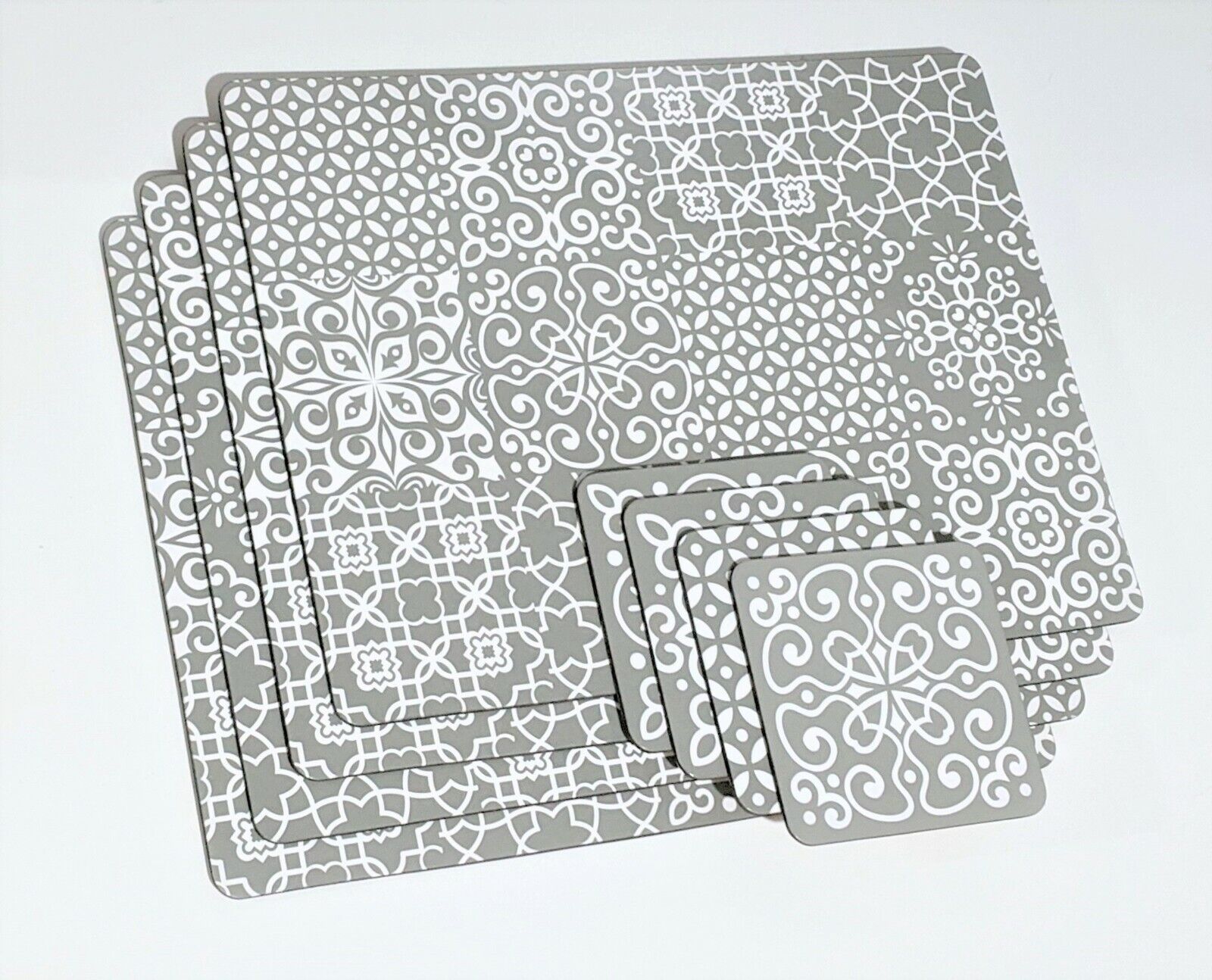 Marble Effect Geometric PVC Tablecloth Table Placemats Coasters Set Cork Mats