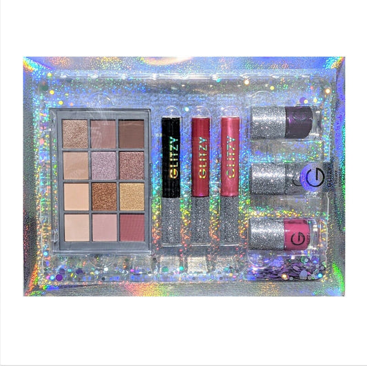 Glitzy Nail Polish Eye Liner Eye Shadow Lip Gloss Make Up Set Kit Christmas Gift