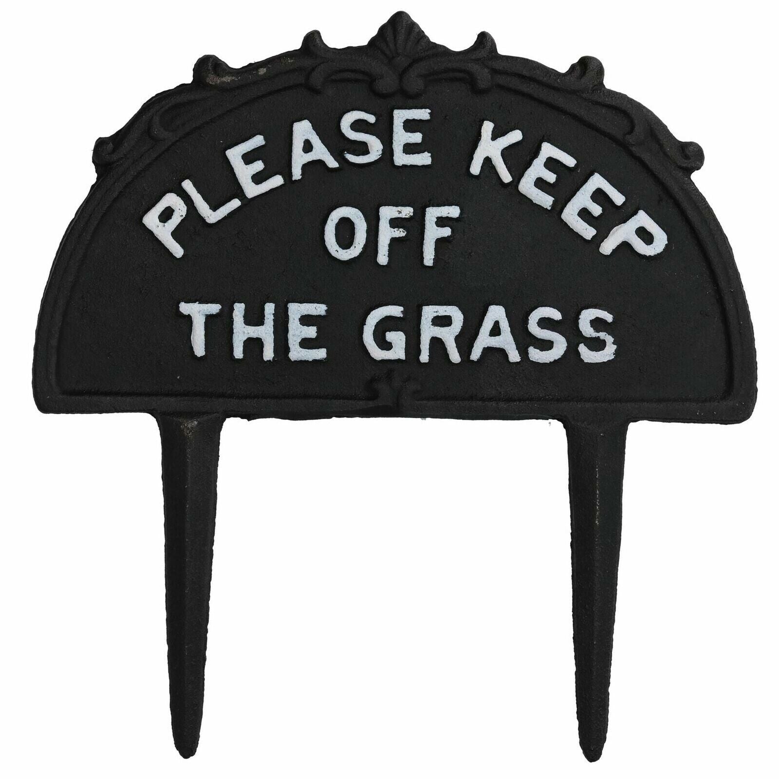 Keep Off The Grass Metal Cast Iron Sign Polite Notice Lawn Stake Ornamental