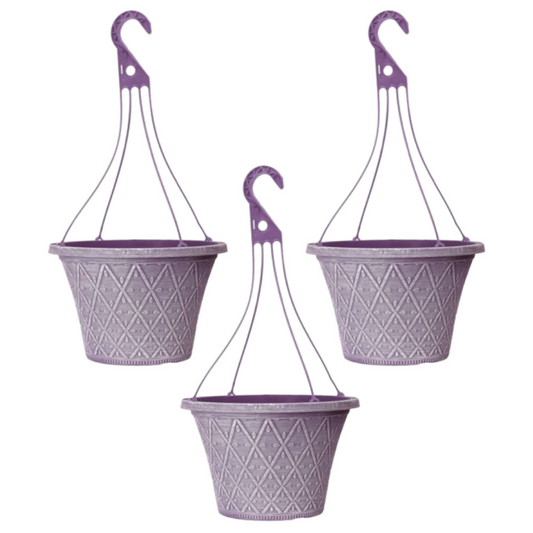 3Pc 30cm 12In Hanging Basket Purple Raisin Outdoor Planter Deco Outdoor Pot