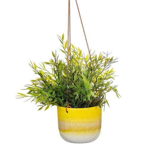 Ombre Effect Hanging Plant Pot Cover Planter Ceramic Rope Hanging Planter Yellow