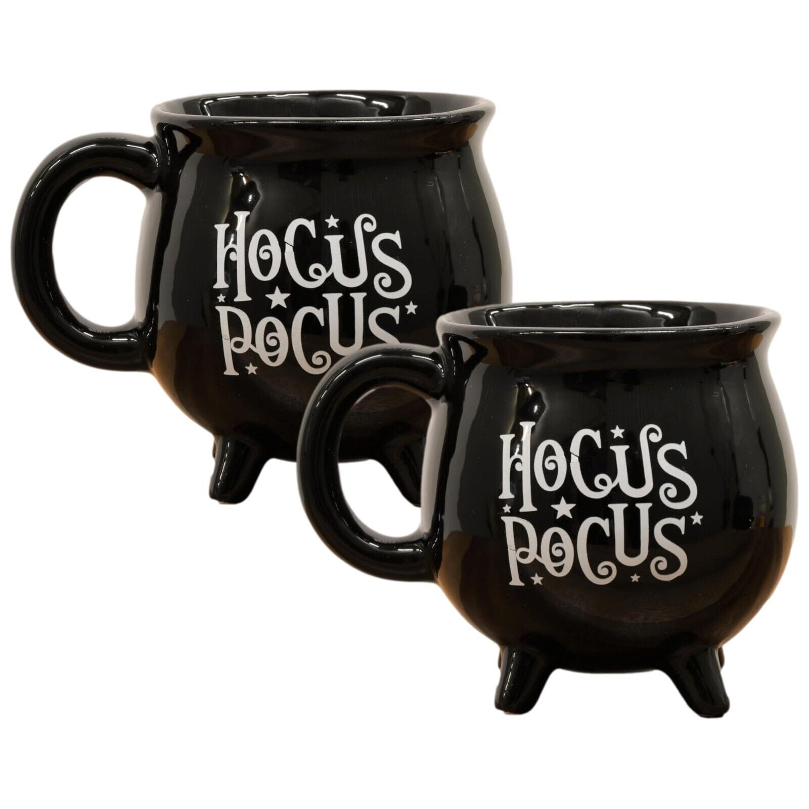 Set of 2 Hocus Pocus Black Cauldron Mugs 450ml Halloween Mug Coffee Tea Cup