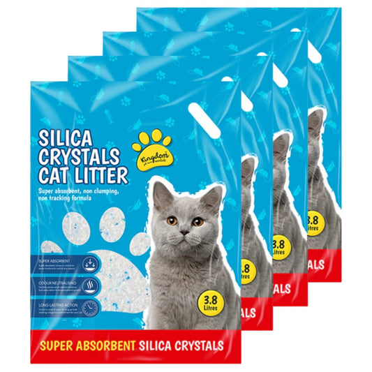 4Pc Silica Crystals Cat Litter 3.8L Comfort Non Clumping Natural & Biodegradable