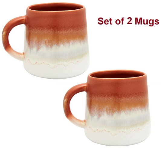 Set of 2 Terracotta Stoneware Ceramic Mojave Glazed Mug Tea Coffee Cup