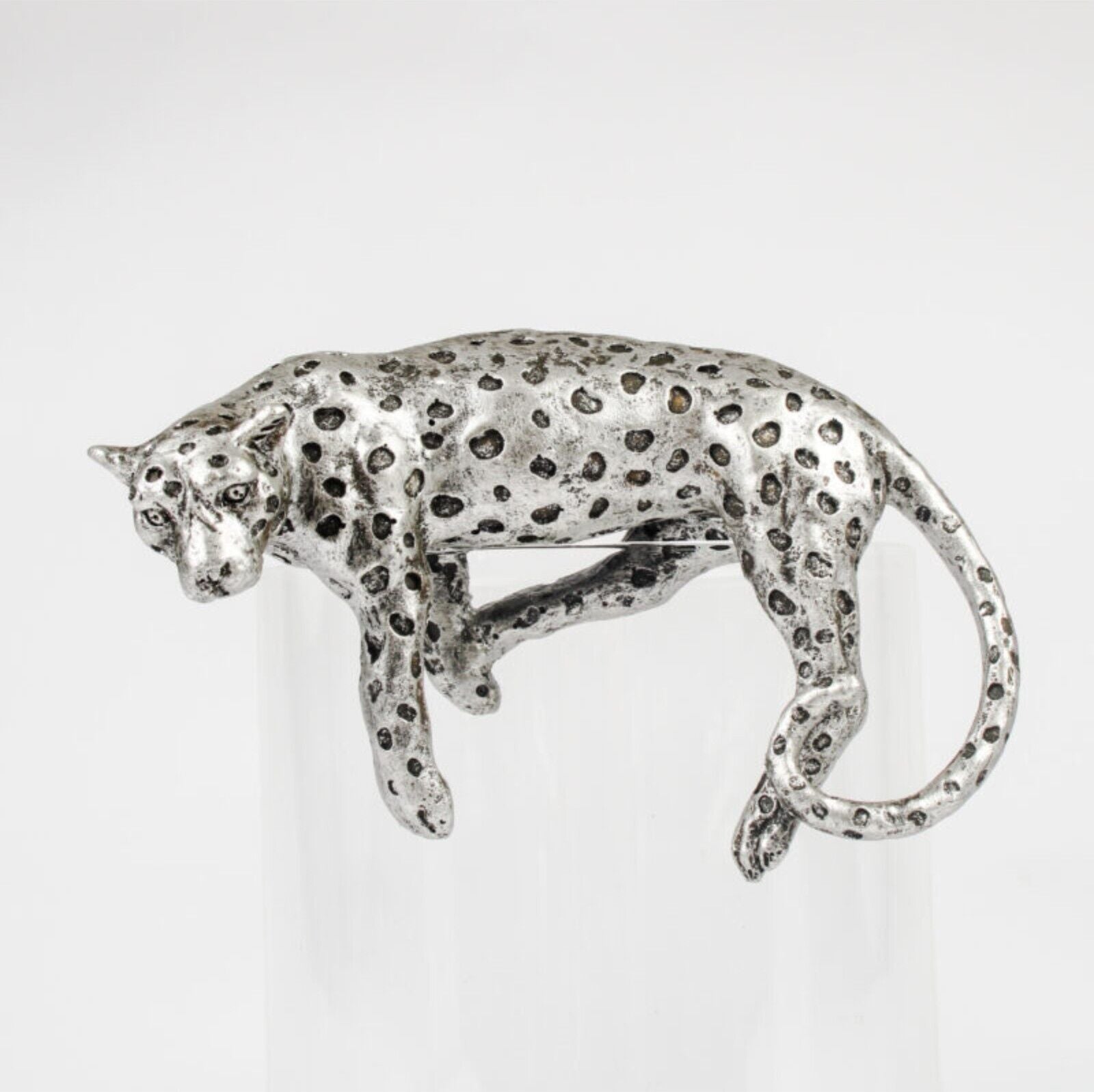 Large Silver Leopard Pot Hanger Animal Garden Decor Cat 16cm Cheetah Pot Climber