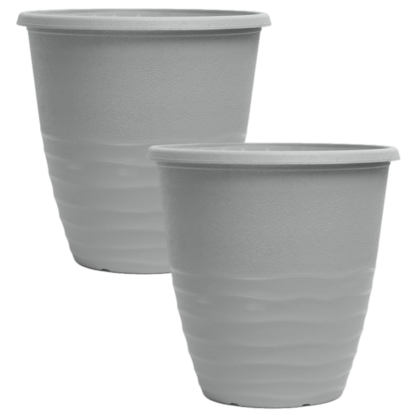 Set of 2 Round 30cm Garden Tall Plant Pot Country Grey Deco Flower Cover Planter