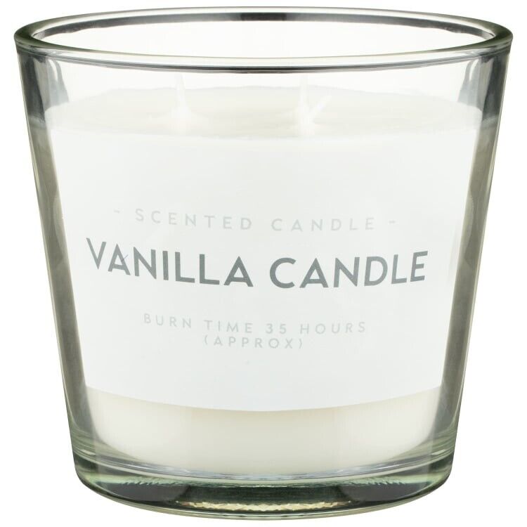 35 Hour Premium Large Vanilla Scented Candle Wax in Glass Jar Round Candle Home