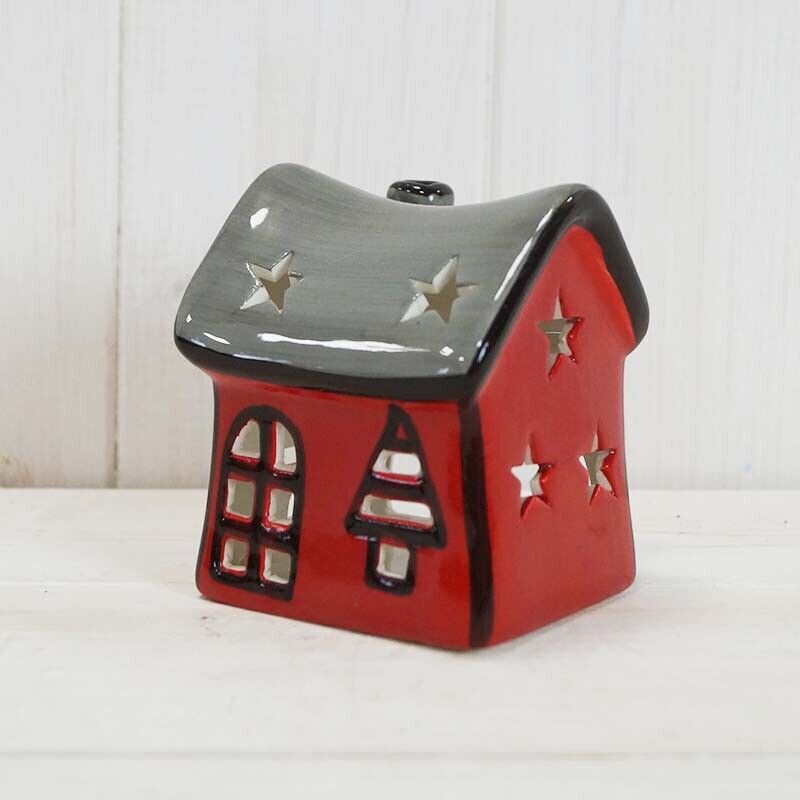 Christmas Tea Light Candle Holders Village Pottery House Ceramic Town House Xmas