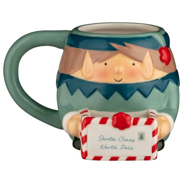 Novelty Christmas Mug with Cookie Holder ELF Design Coffee Tea Mug Gift Kids