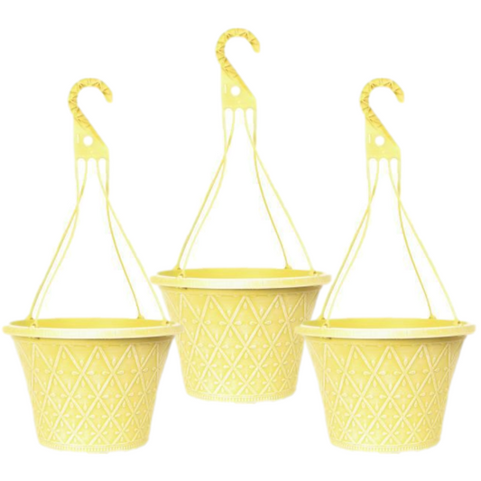 Hanging Baskets 3Pcs 30cm 12 Inch Yellow Outdoor Planter Decorative Outdoor Pot