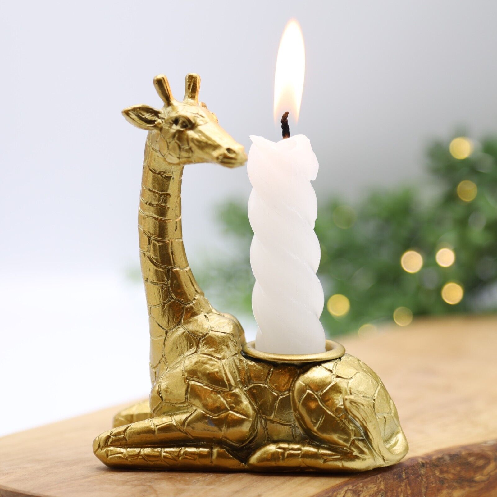 Gold Giraffe Animal Statue Candlestick Candle Holder Realistic Decor Ornament