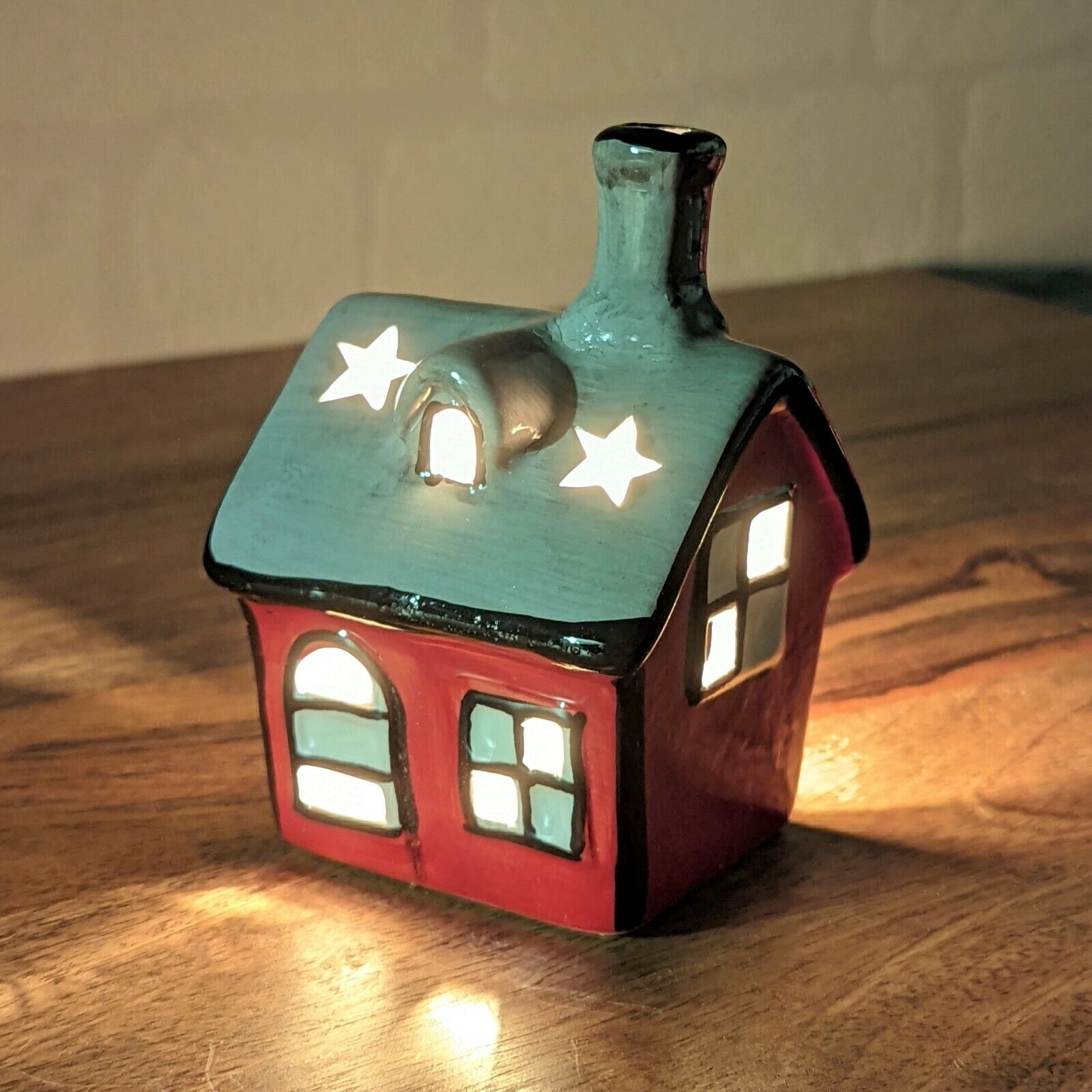 Christmas Tea Light Candle Holders Village Pottery House Ceramic Town House Xmas