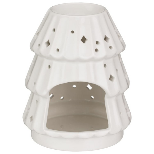 Ceramic Christmas Tree Oil Burner Tealight Holder Wax Melt Warmer Stars Cutout