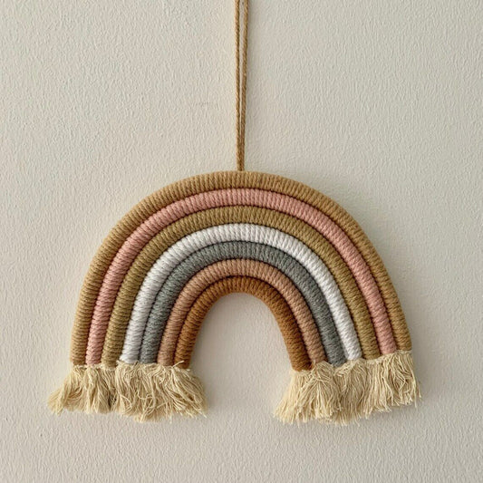 Macrame Rainbow Clouds Wall Hanging Nursery Boho Natural Home Decor Macrame