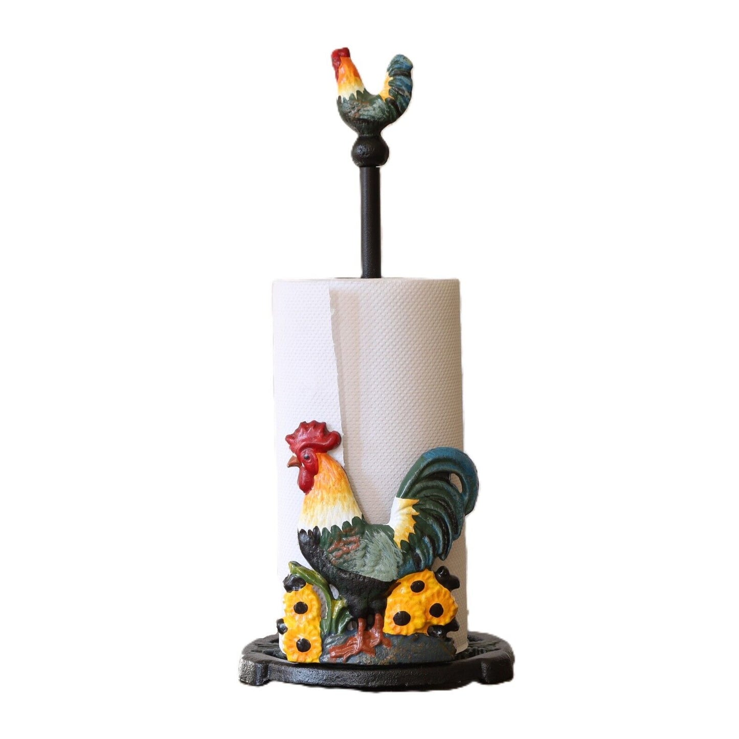 Cast Iron Cockerel Shaped Kitchen Roll Paper Stand Rooster Tissue Towel Holder