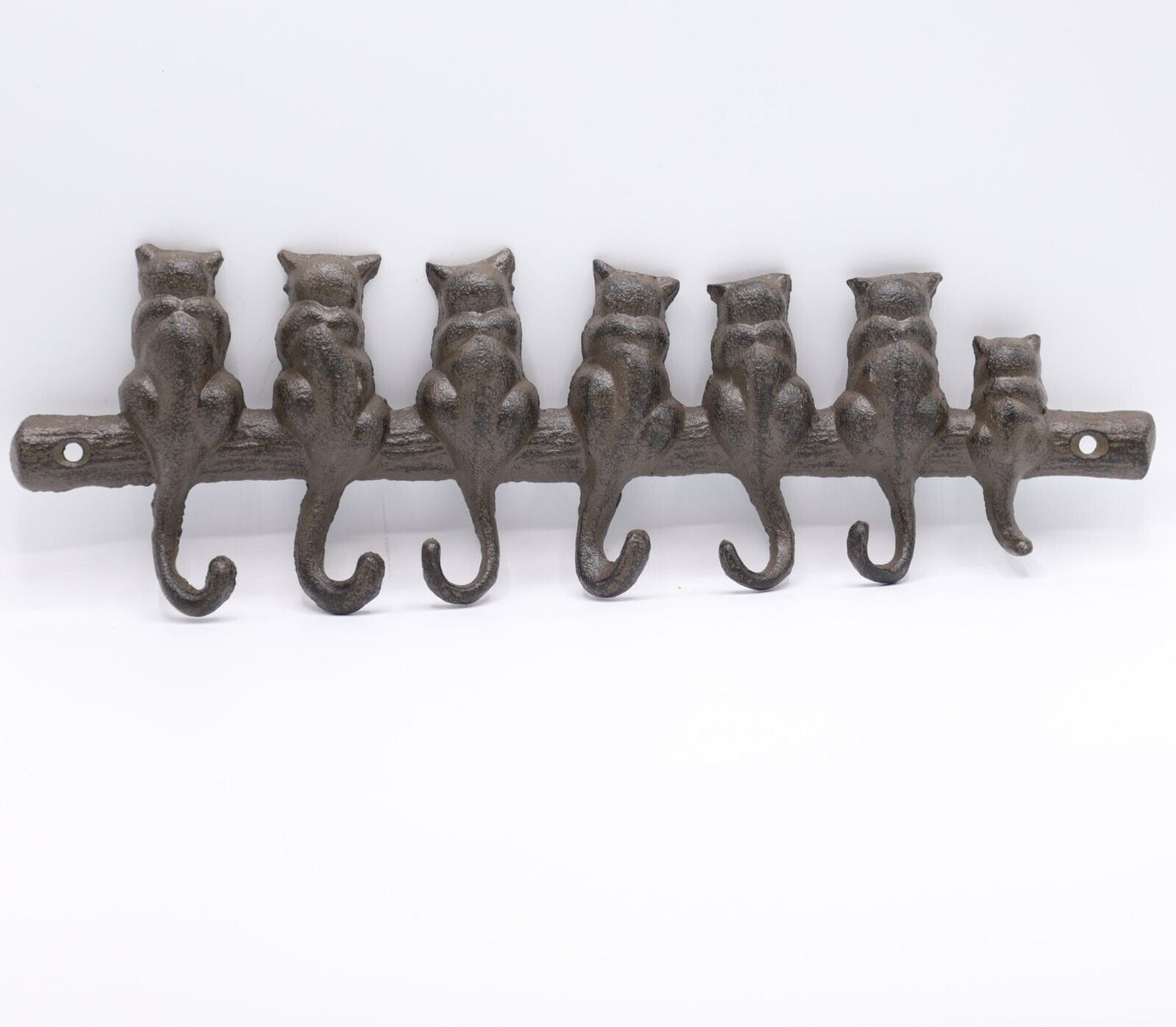 Cast Iron Hook Rustic Vintage Cat Tails 7 Keyhooks Leads Coat Wall Hanger Hook