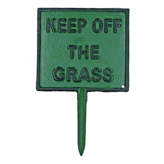 Please Keep Off The Grass Lawn Sign Cast Iron Garden Plaque Stake