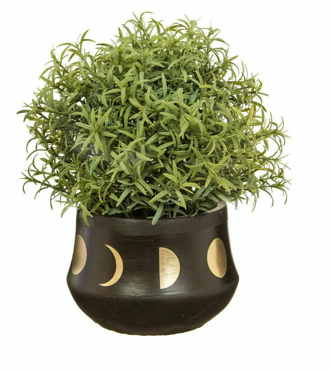 Cement Black Planter Plant Pot Holder Moon Phases Gold Printed Herbs Pot