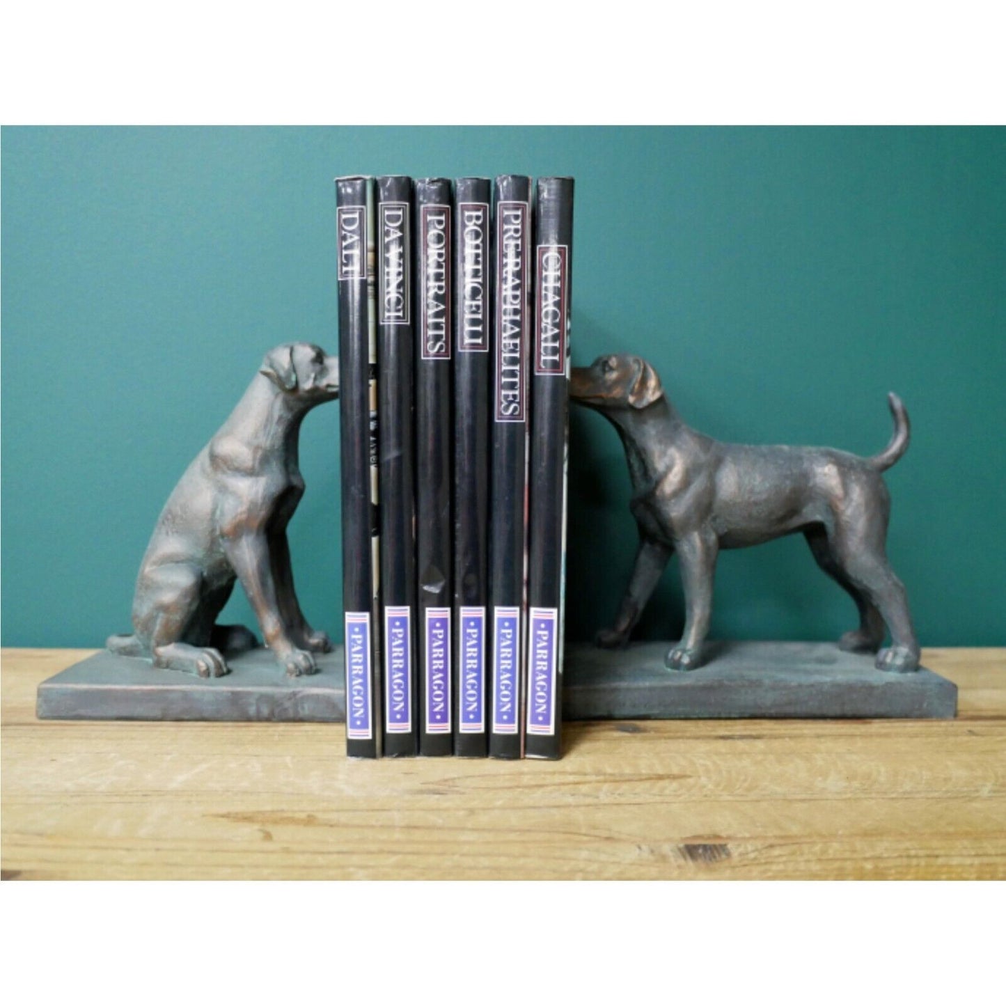 Pair of Black Resin Labradors Bookends Shelf Indoor Bookworm Book Stopper Gift