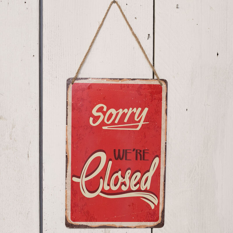 We are Closed Come In We are Open Wall Metal Plaques Cafe Bar Window Notice 