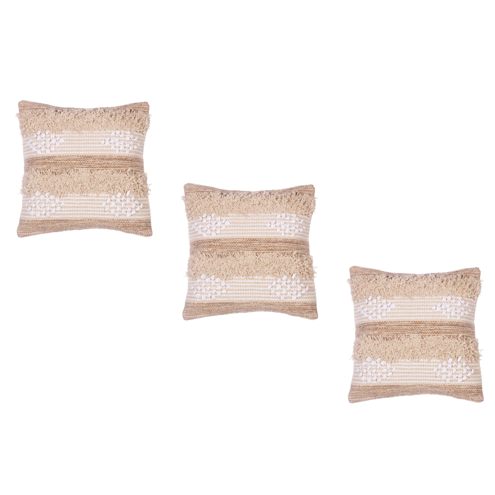 3Pc Knitted Filled Diamond Cushion 40x40cm Boho Luxury Bohemian Cushion Sofa