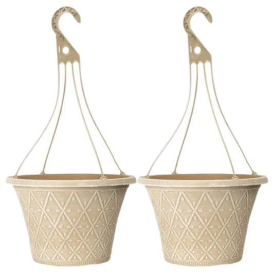 2Pcs 30cm 12 Inch Hanging Basket Cream Outdoor Planter Decorative Outdoor Pot