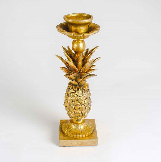 27cm Candle Holder Gold Resin Pineapple Tropical Dinner Tapered Candle Holder