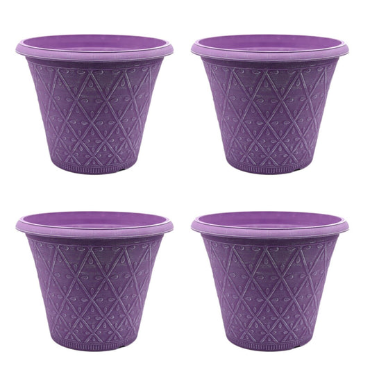 Planter Set of 4 Round 30cm Garden Plant Pot Raisin Outdoor Decorative Cover