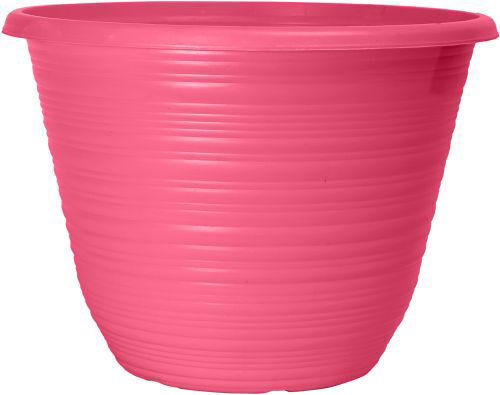 Set of 2 Bright Pink Plastic Plant Pot 25cm Round Tub 5.7L Garden Planter 