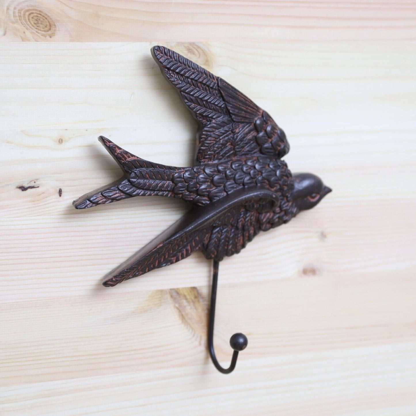 Swallow Hook Bronze Coat Wall Mount 20cm Scarf Key Single Hook Mystic Bird Decor