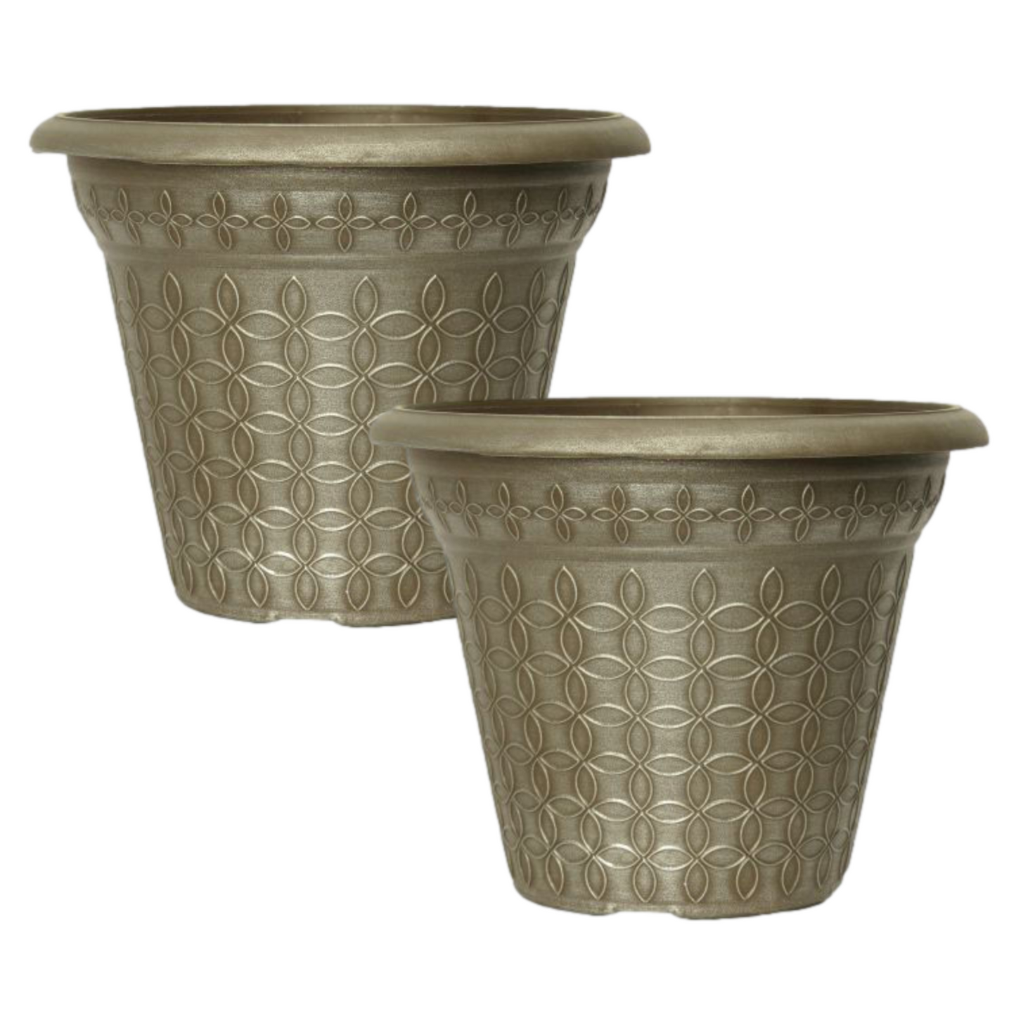 Planters 2Pc Flora 30cm Brushed Metallic Cappuccino Plant Pot 9L Indoor Garden