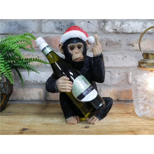 Christmas Resin Black Up Yours Monkey Wine Holder Rude Shelf Sitter Ornament